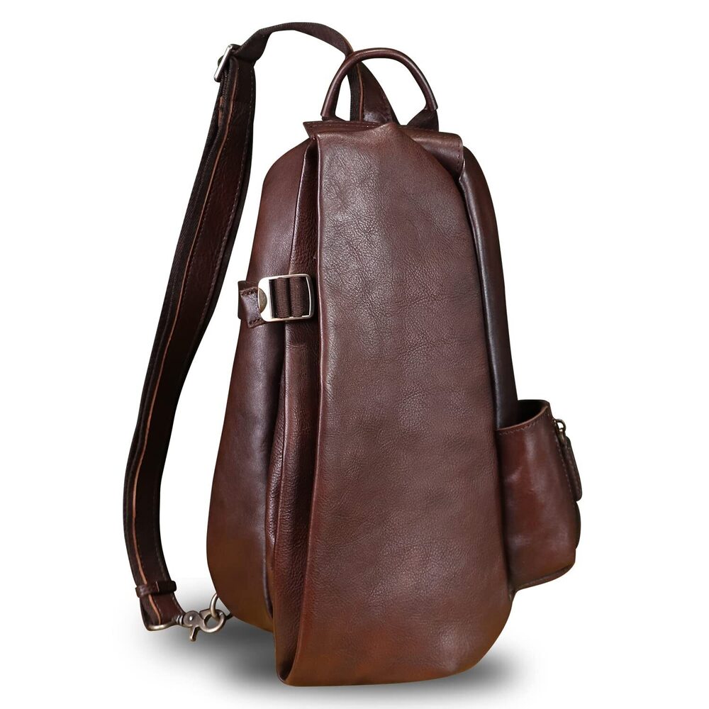 2978 Leather Sling Bag Crossbody Purse Handmade Hiking Daypack Motorcycle